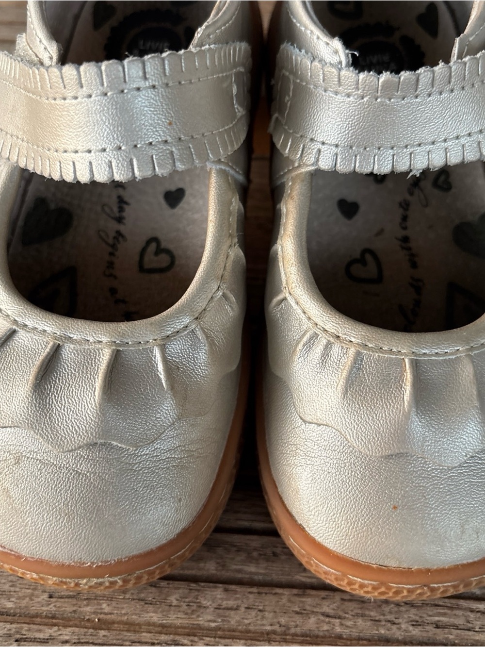 Kids Gold Metallic Mary Jane Shoes with Hook-and-Loop Strap 8 - Picture 5 of 12